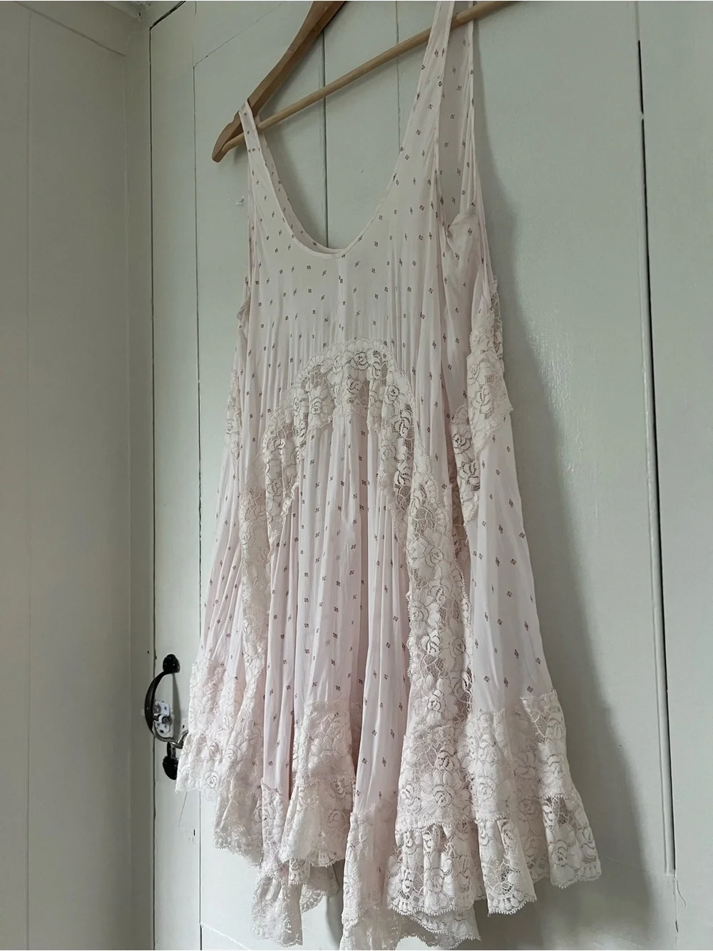 Free People Blush Pink Lace-Trim Mini Dress - Picture 1 of 10